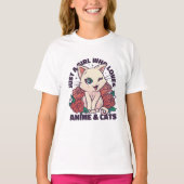 T-shirt Juste une fille qui aime l'Anime et les chats (Devant)