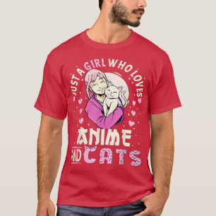 T-shirt Juste Une Fille Qui Aime L'Anime Et Les Chats