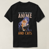 T-shirt Juste Une Fille Qui Aime L'Anime Et Les Chats Kawa (Design devant)
