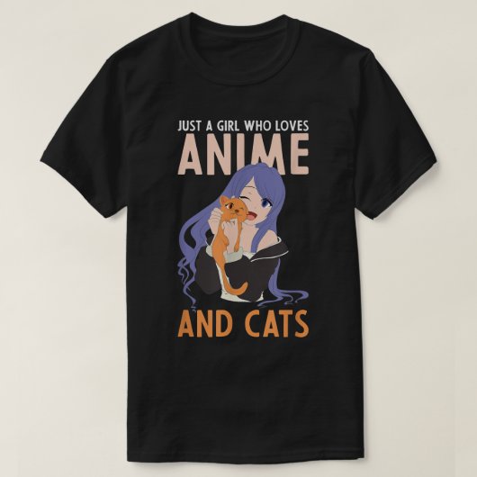 T-shirt Juste Une Fille Qui Aime L'Anime Et Les Chats Kawa (Design devant)