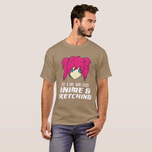 T-shirt Juste une fille qui aime l'Anime et l'esquisse drô (Devant entier)