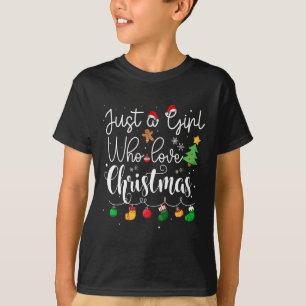 T-shirt Juste une fille qui aime l'arbre de Noël Chapeau r