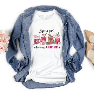 T-shirt Juste une fille qui aime le café de Noël tendance