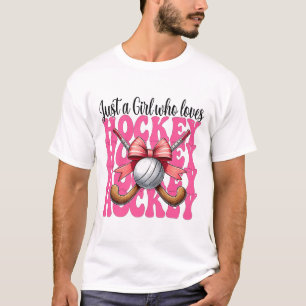 T-shirt Juste une fille qui aime le hockey Coquette Bow 