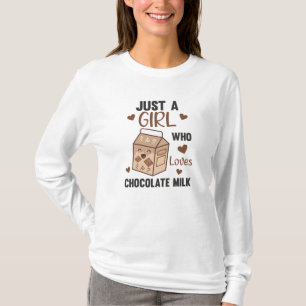 T-shirt Juste une fille qui aime le lait au chocolat Kawai