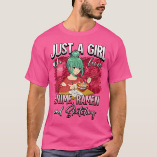 T-shirt Juste Une Fille Qui Aime Le Ramen Anime Et Le Sket