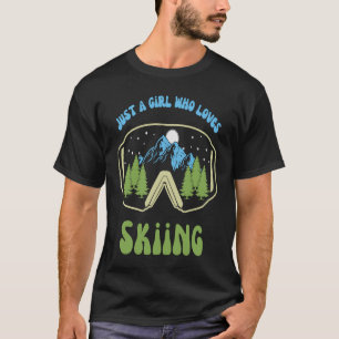 T-shirt Juste une fille qui aime le ski Retro hiver Super