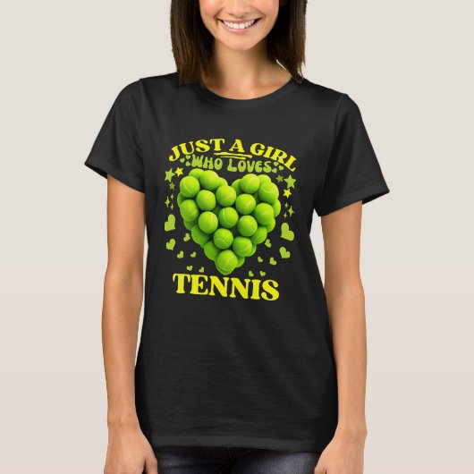 T-shirt juste une fille qui aime le tennis (Devant)