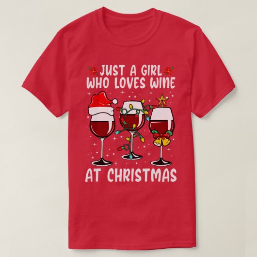 T-shirt Juste Une Fille Qui Aime Le Vin À Noël 1 (Design devant)