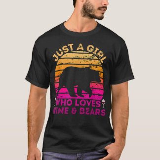 T-shirt Juste Une Fille Qui Aime Le Vin Et Les Ours - Ours
