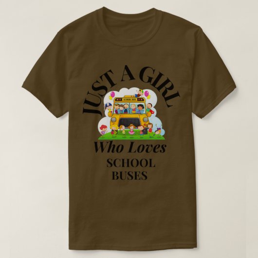 T-shirt Juste une fille qui aime l'école Bus 2 (Design devant)