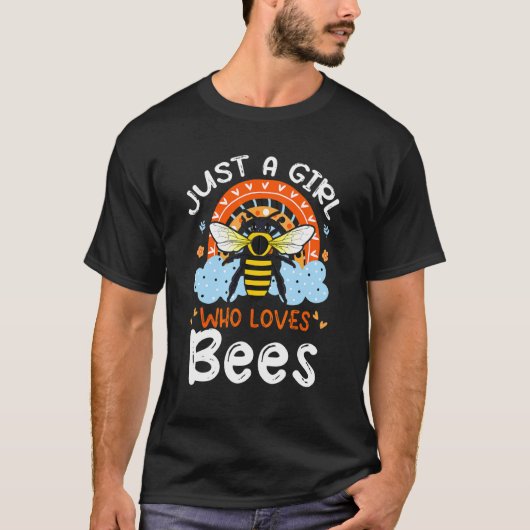 T-shirt Juste une fille qui aime les abeilles mignonnes fl (Devant)