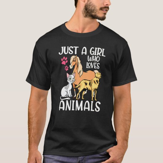 T-shirt Juste Une Fille Qui Aime Les Animaux Chien Chat Ch (Devant)