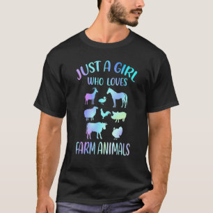 T-shirt Juste Une Fille Qui Aime Les Animaux De La Ferme