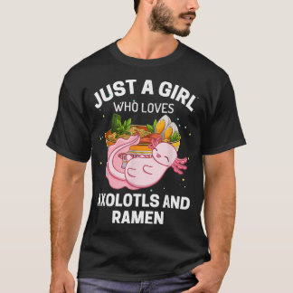 T-shirt Juste une fille qui aime les aolotls et ramen enfa