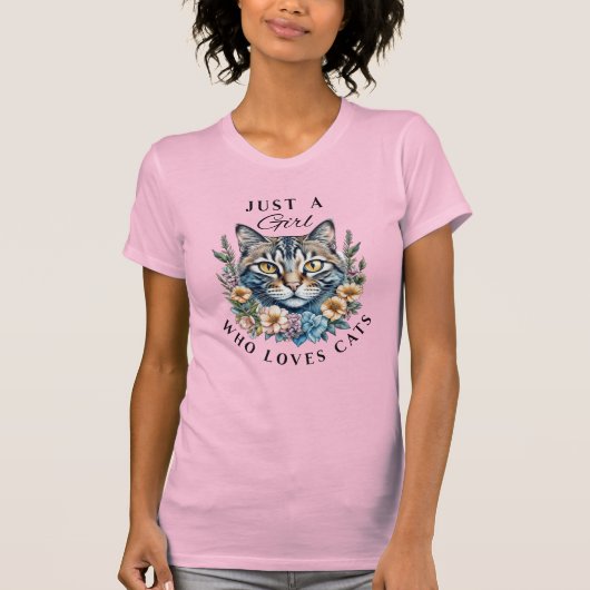 T-shirt Juste une fille qui aime les chats (Devant)