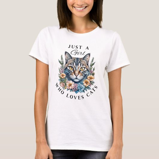 T-shirt Juste une fille qui aime les chats (Devant)