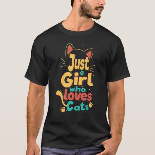 T-shirt Juste une fille qui aime les chats (Devant)