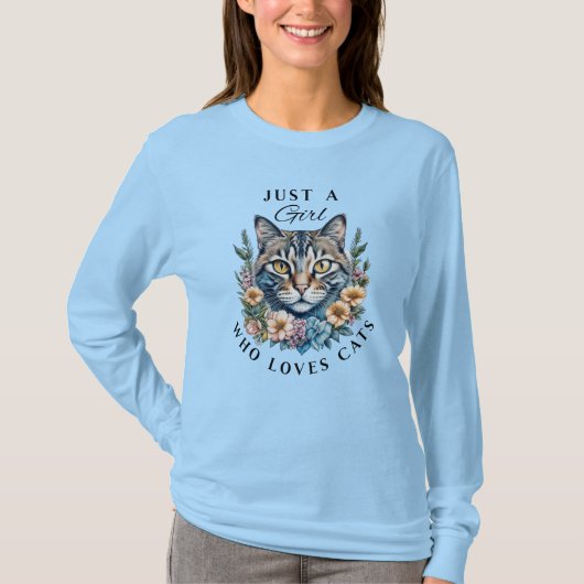 T-shirt Juste une fille qui aime les chats (Devant)