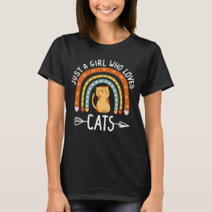 T-shirt Juste une fille qui aime les chats arc-en-ciel mig