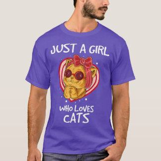 T-shirt Juste Une Fille Qui Aime Les Chats Drôle Mignonne 