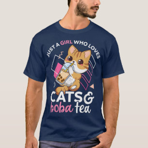 T-shirt Juste une fille qui aime les chats et Boba Tea Nek
