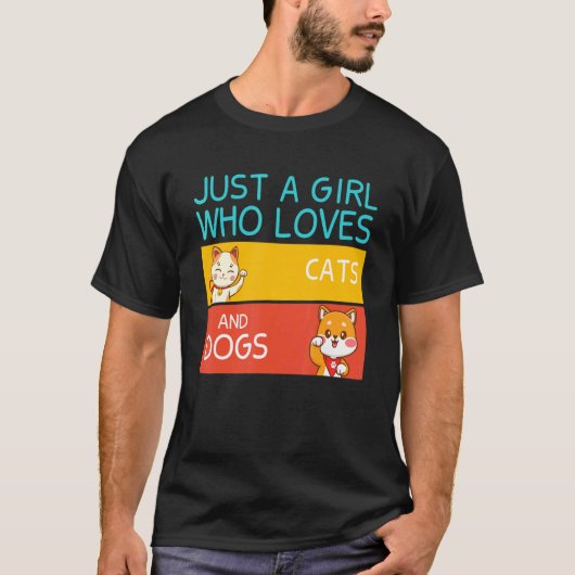 T-shirt Juste Une Fille Qui Aime Les Chats Et Chiens Fille (Devant)