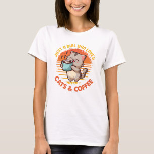T-shirt Juste une fille qui aime les chats et le café
