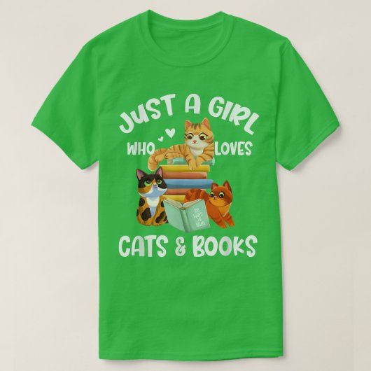 T-shirt Juste une fille qui aime les chats et les livres72 (Design devant)