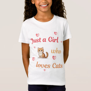 T-Shirt Juste une fille qui aime les chats les coeurs mign