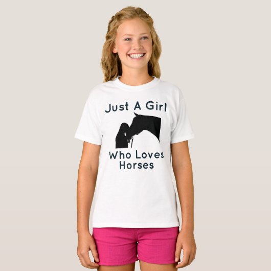 T-shirt Juste une fille qui aime les chevaux (Devant entier)