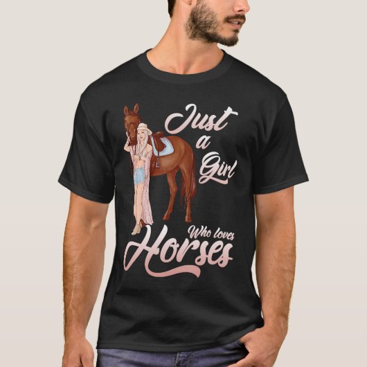 T-shirt Juste Une Fille Qui Aime Les Chevaux Aquarelle Che (Devant)