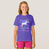 T-shirt Juste une fille qui aime les chevaux en violet (Devant entier)