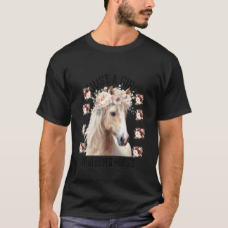 T-shirt Juste une fille qui aime les chevaux floral