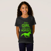 T-Shirt Juste Une Fille Qui Aime Les Chevaux Neon (Devant entier)