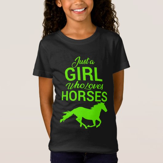 T-Shirt Juste Une Fille Qui Aime Les Chevaux Neon (Devant)
