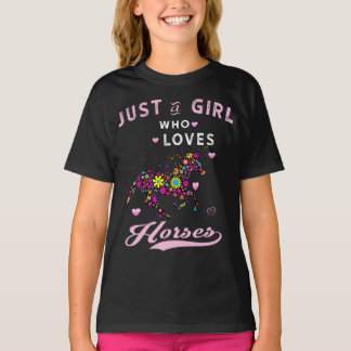 T-shirt Juste Une Fille Qui Aime Les Chevaux T Chemise Che