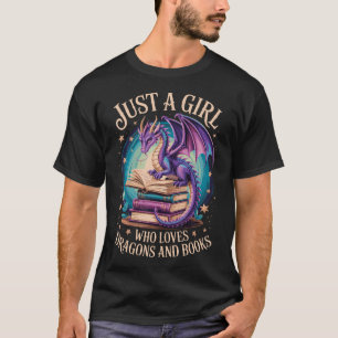 T-shirt Juste une fille qui aime les dragons et les livres