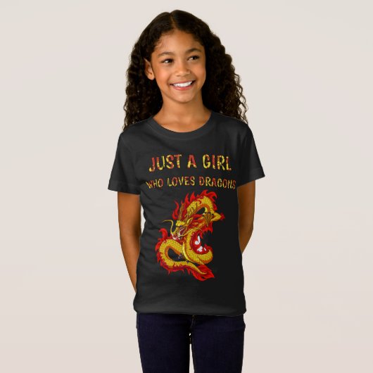 T-Shirt Juste une fille qui aime les dragons, le design de (Devant entier)