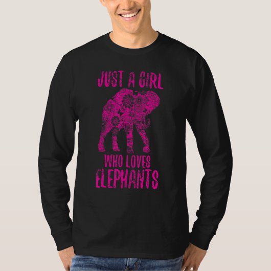 T-shirt Juste une fille qui aime les éléphants Blanc Vinta (Devant)