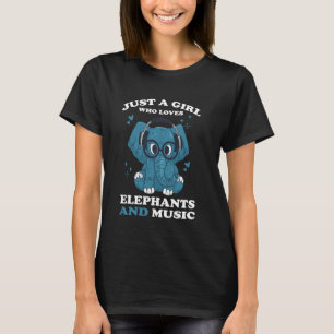T-shirt Juste une fille qui aime les éléphants et la musiq
