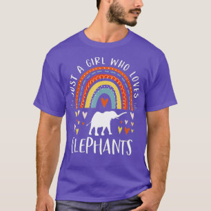 T-shirt Juste une fille qui aime les éléphants Rainbow Cad