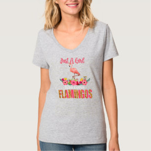 T-shirt Juste Une Fille Qui Aime Les Flamants roses Floral