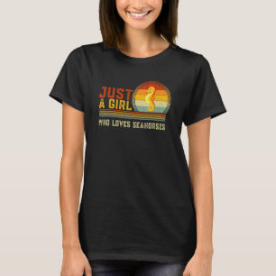 T-shirt Juste Une Fille Qui Aime Les Hippocampes Mignon Po