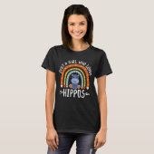T-shirt Juste Une Fille Qui Aime Les Hippopotames Arc-En-C (Devant entier)
