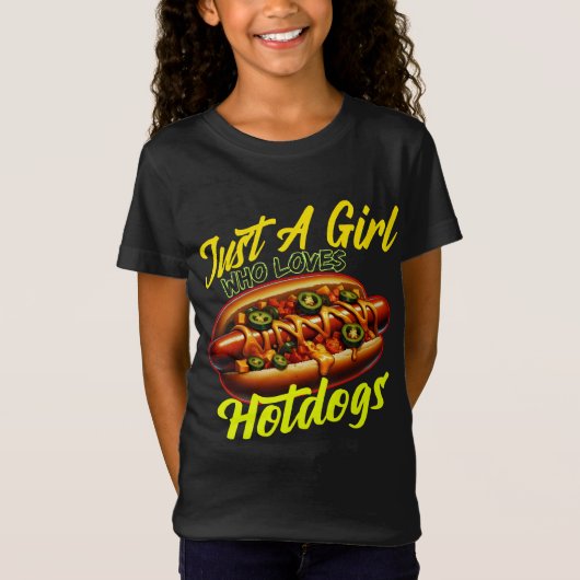 T-Shirt juste une fille qui aime les hotdogs (Devant)