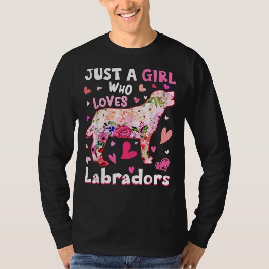 T-shirt Juste Une Fille Qui Aime Les Labradors Chien Flowe (Devant)