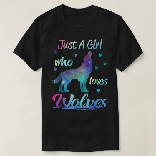 T-shirt Juste une fille qui aime les loups animal (Design devant)