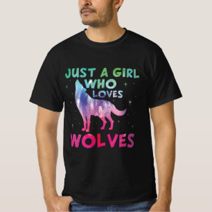 T-shirt Juste une fille qui aime les loups aquarelle