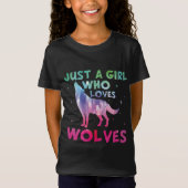 T-Shirt Juste une fille qui aime les loups aquarelle (Devant)